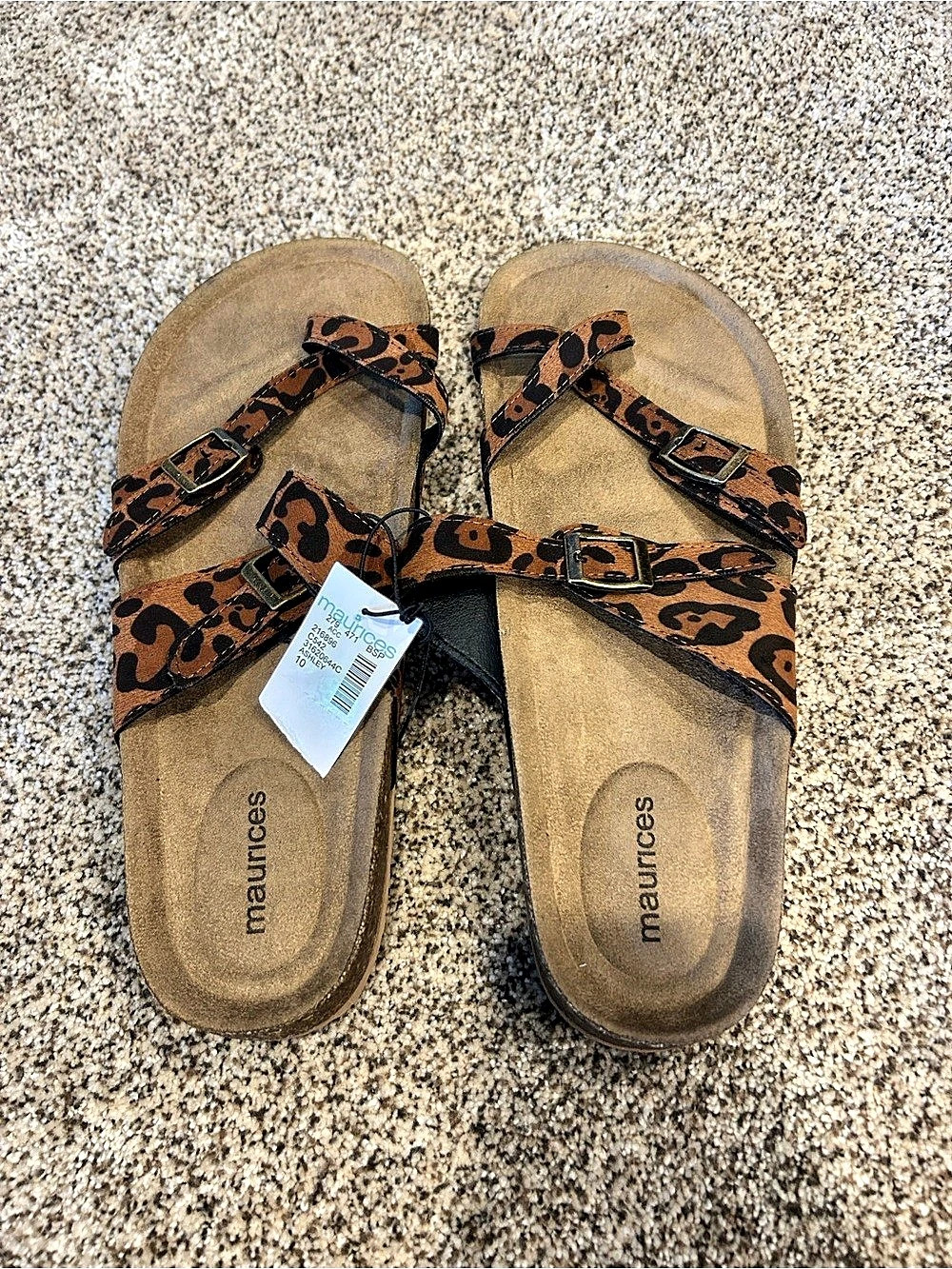 maurices Ashley Strappy Footbed Sandal Leopard Sandals US 10